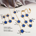 3Pcs Stainless Steel Hot Selling Gold Plated Clover Necklace Earrings Bracelet Jewelry Set Five Leaf Flower Jewelry For Women