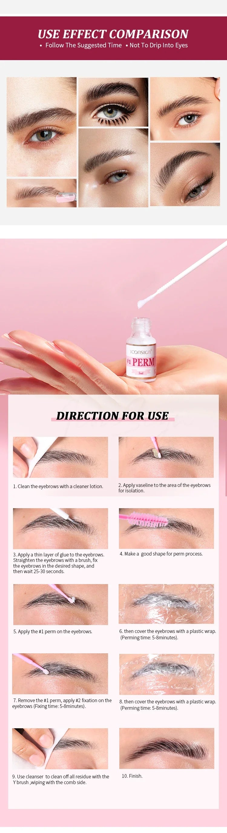 DIY Brow Perm Eyebrow Lamination 45-60 Days ICONSIGN Professional  Brow Perming Set Beauty Makeup Tools Home Use