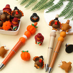 5/10/20pcs Thanksgiving Silicone Beads 3D Pumpkin Turkey  Focal Beads for Jewelry Lanyards Keychain Bracelet Making Pen Decor