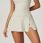 Custom LOGO women's beautiful back tight yoga set quick-drying high waist hip lift running fitness sports skirt 2-piece set