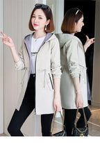 Double-Sided Trench Coat Women 2023New Fashion Spring Autumn Clothes Hooded Mid-Length Windbreakers Female Outerwear Casual Tops