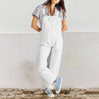 2023 Summer Black Jumpsuit Women Loose Dungarees Overalls Wide Leg Women Long Jumpsuit Ladies Overalls For Women