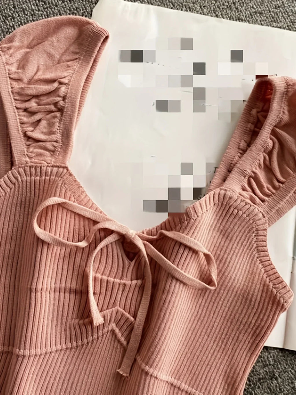 2024 Solid Color Ribbed Knotted Tank Top Casual Round Neck Tank Top For Spring & Summer Women's Clothing Knit Crop Top