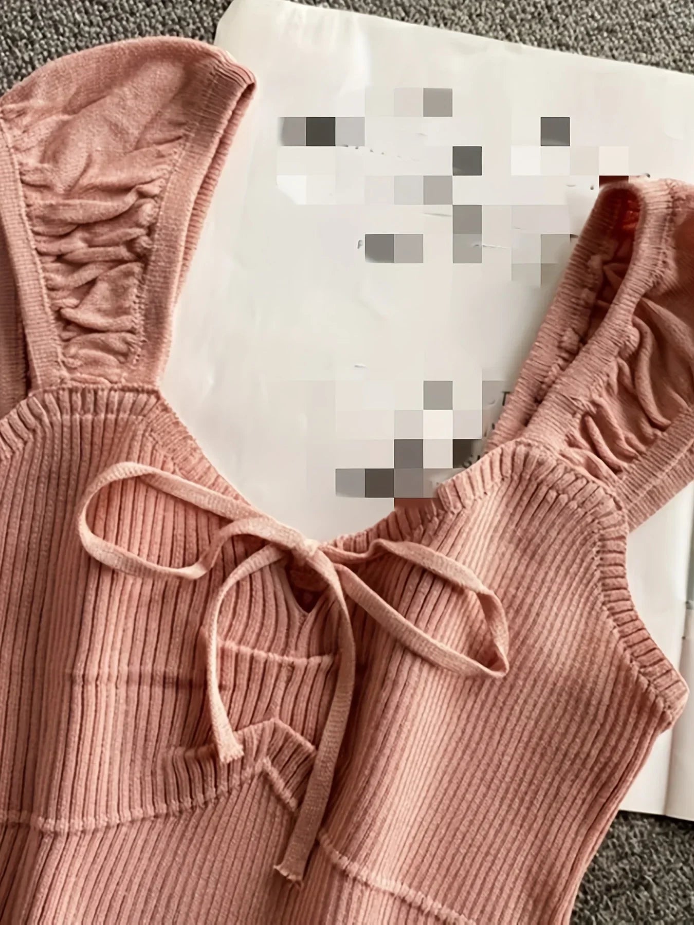 2024 Solid Color Ribbed Knotted Tank Top Casual Round Neck Tank Top For Spring & Summer Women's Clothing Knit Crop Top