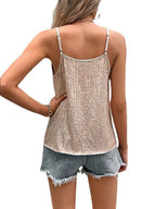 2024 Women´s Summer Sequin Cami Tops Spaghetti Strap V-Neck Sparkle Shimmer Loose Sleeveless Tanks Tops