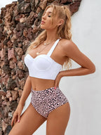 2024 Summer New Bikini Push Up Swimsuit Women Halter High Waist Swimwear Female Printed Bathing Suit Bathers