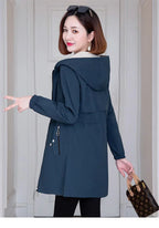 Double-Sided Trench Coat Women 2023New Fashion Spring Autumn Clothes Hooded Mid-Length Windbreakers Female Outerwear Casual Tops