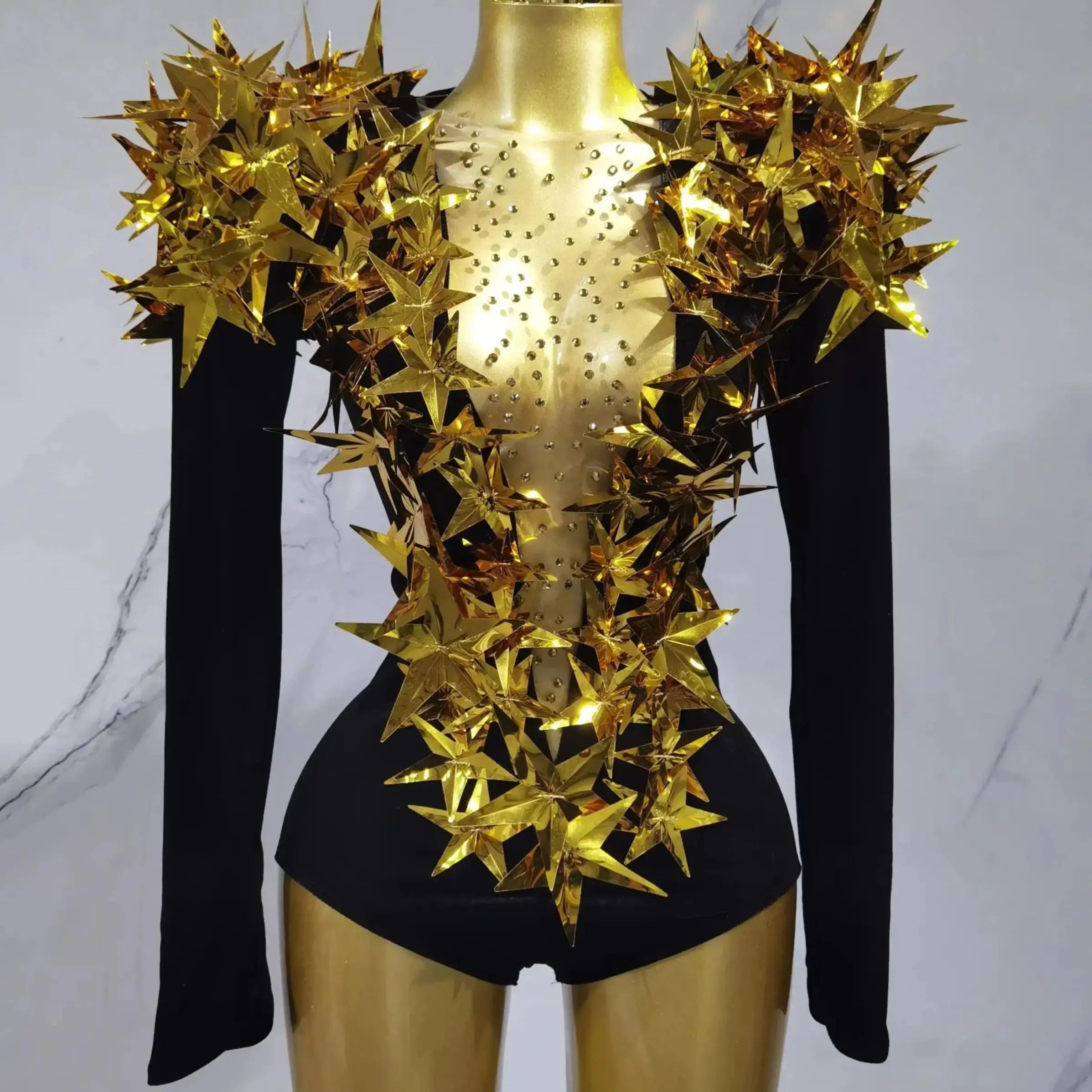 2025 New Shiny Black Rhinestone Velvet Long Sleeve Bodysuit Women Evening Party Club Gala Hosts NightClub Bar Stage Costumes
