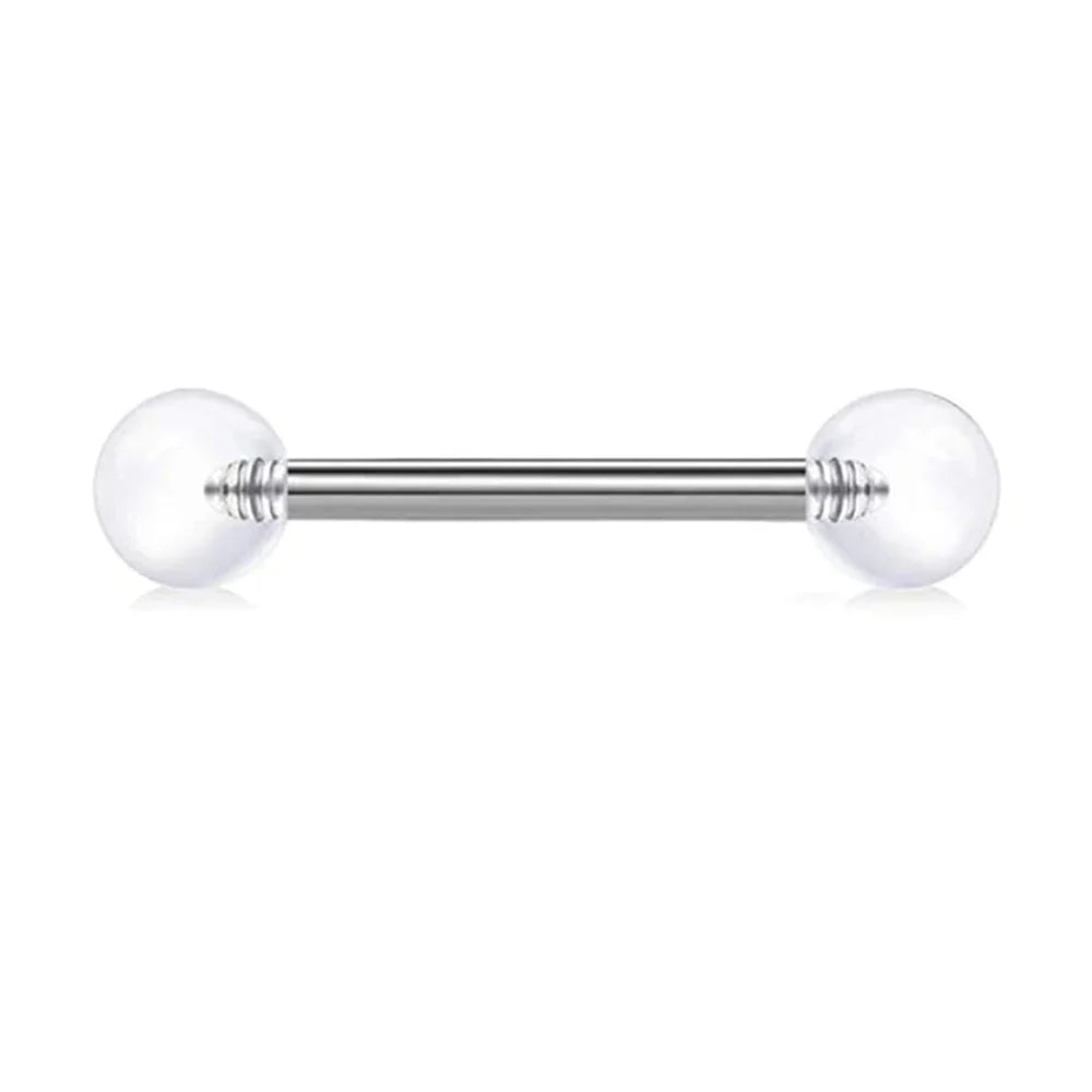 1 PCS/5 PCS Stainless Steel 14G Tongue Rings Barbell Glowe Tongue Barbell Jewelry For Women Piercing Tongue Piercing White