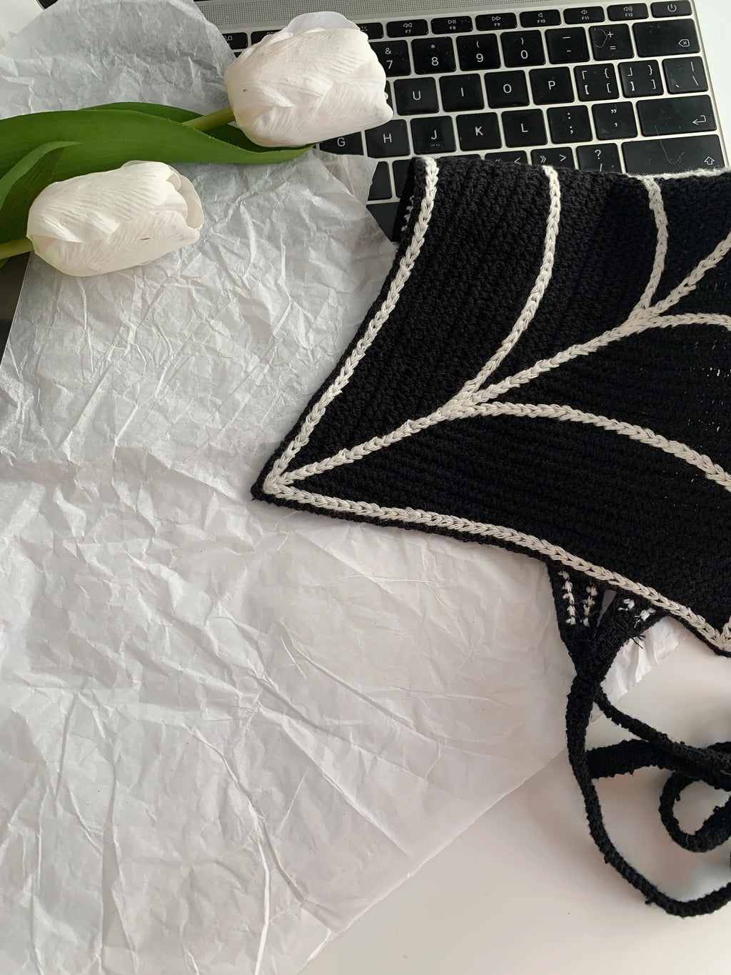 Halloween Costume Skeleton Ghost Bat Spider Web Personalized Knitted Crochet Headband Female Photo Photo Triangle Scarf Trendy