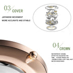 HANNAH MARTIN Brand Classic Women Quartz Watch 36mm Rose Gold Stainless Steel Mesh Strap Japanese Movement Girl Gift Wrist Watch