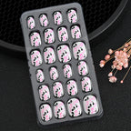 24Pcs Children Cartoon Nail Tips Colorful Cute Rabbit Pink Stars 6-14 Years old Girl Fake Nail With Jelly Glue Kids False Nail