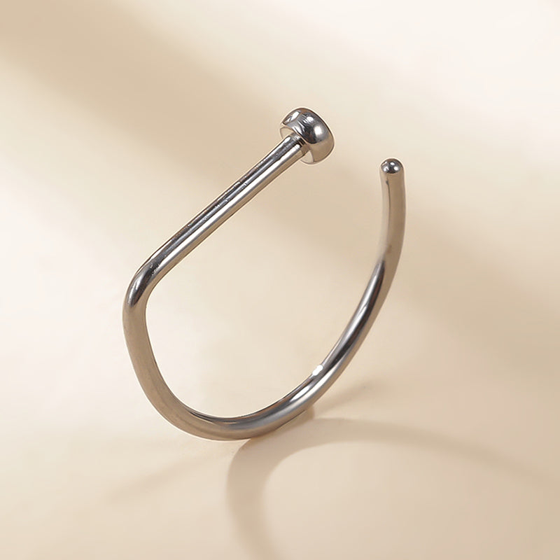 ASTM F136 Titanium PIERC D Shape Nose Ring Nostril Piercing Hoop Septum Rings Bar Pin Nose Lip Studs Body Jewelry Wholesale