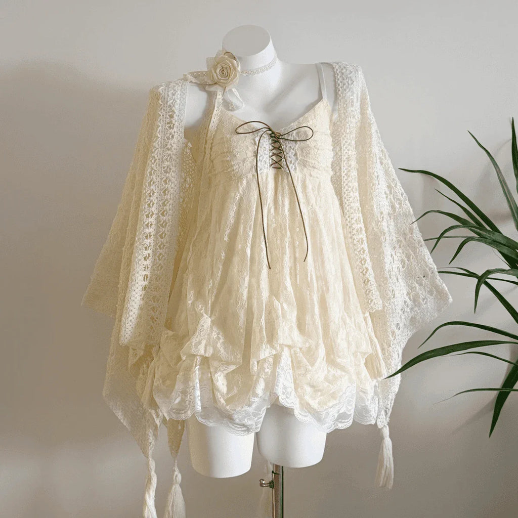 2000s Gothic Vintage Mini Dress Women Sleeveless Strap Party Dress Evening Lace Retro Cltohing Japanese Y2k Black Chic