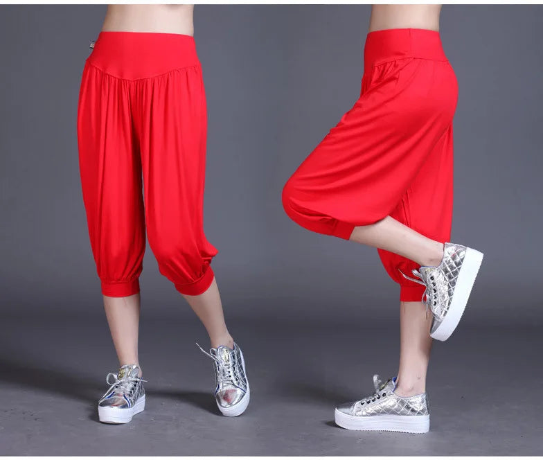 1pcs/lot woman modal yoga pants female summer solid belly dancing calf length pants