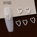 20PCS 3D Glossy Gold Silver Metallic Love Heart Various Crook Frame Solid Alloy Nail Art Rhinestones Decorations Manicure Charms