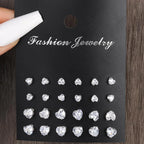 36 Pcs Simple Shiny Rhinestone Stud Earrings Set for Women Fashion Crystal Zircon Pearl Earring New Jewelry Accessories Gifts