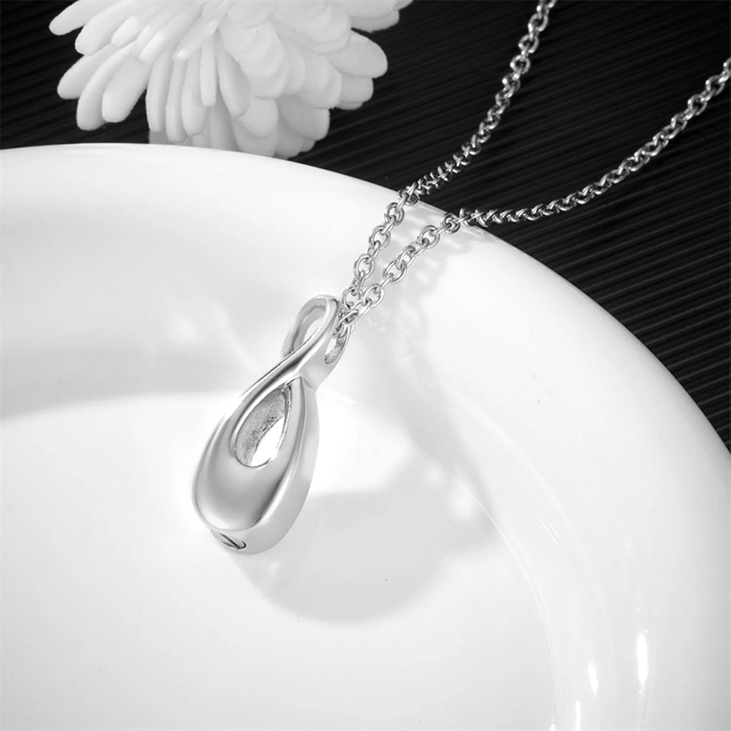 "Eternal Infinity Loop" Ashes Urn Pendant - Stainless Steel Cremation Jewelry for Human Ash Memorial