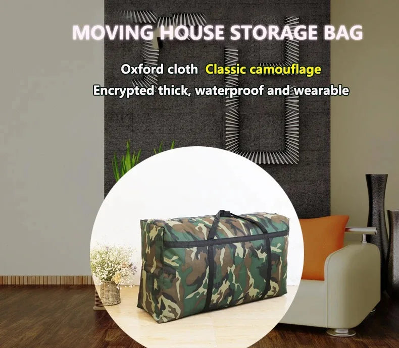 Camouflage Luggage Moving House Big Bag Thick Waterproof Oxford Cloth Moving Artifact Large Woven Storage Men's Travel Bag 180L