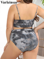 0XL - 4XL Tie Dye Bikini Large Size Swimwear Plus Size Women Swimsuit Female Two-pieces Bikini set Bather Bathing Suit V4841B
