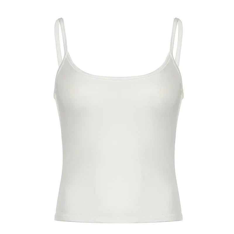 Basic Solid Camis Summer Casual Sleeveless Spaghetti Strap Top Women Harajuku All-match Cropped Tops y2k Vintage Clothing