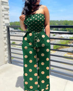 2024 Elegant Fashion Polka Dot Printing Jumpsuits Women Spring Autumn New Streetwear Casual Clothes Off Shoulder Overall Female