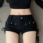 American Retro Sexy Black Denim Shorts Women Chic Casual Short Pants 2025 Streetwear Fashion High Waist Hot Mini Jean Shorts