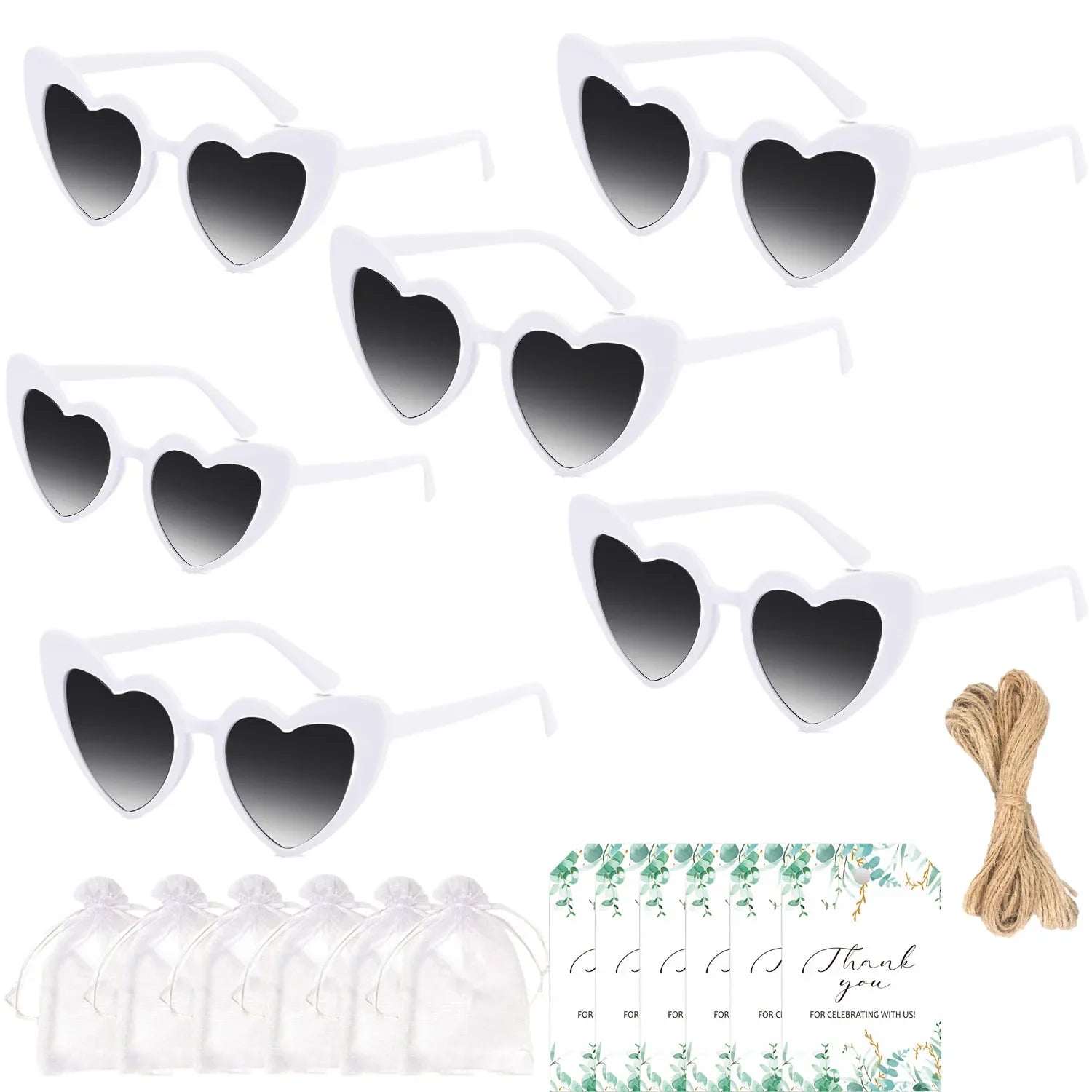 12-60Pcs Wedding Bridal Heart Shaped Sunglasses Party Favors Gift for Guests Bachelorette Hen Party Glasses Bridal Shower Decor