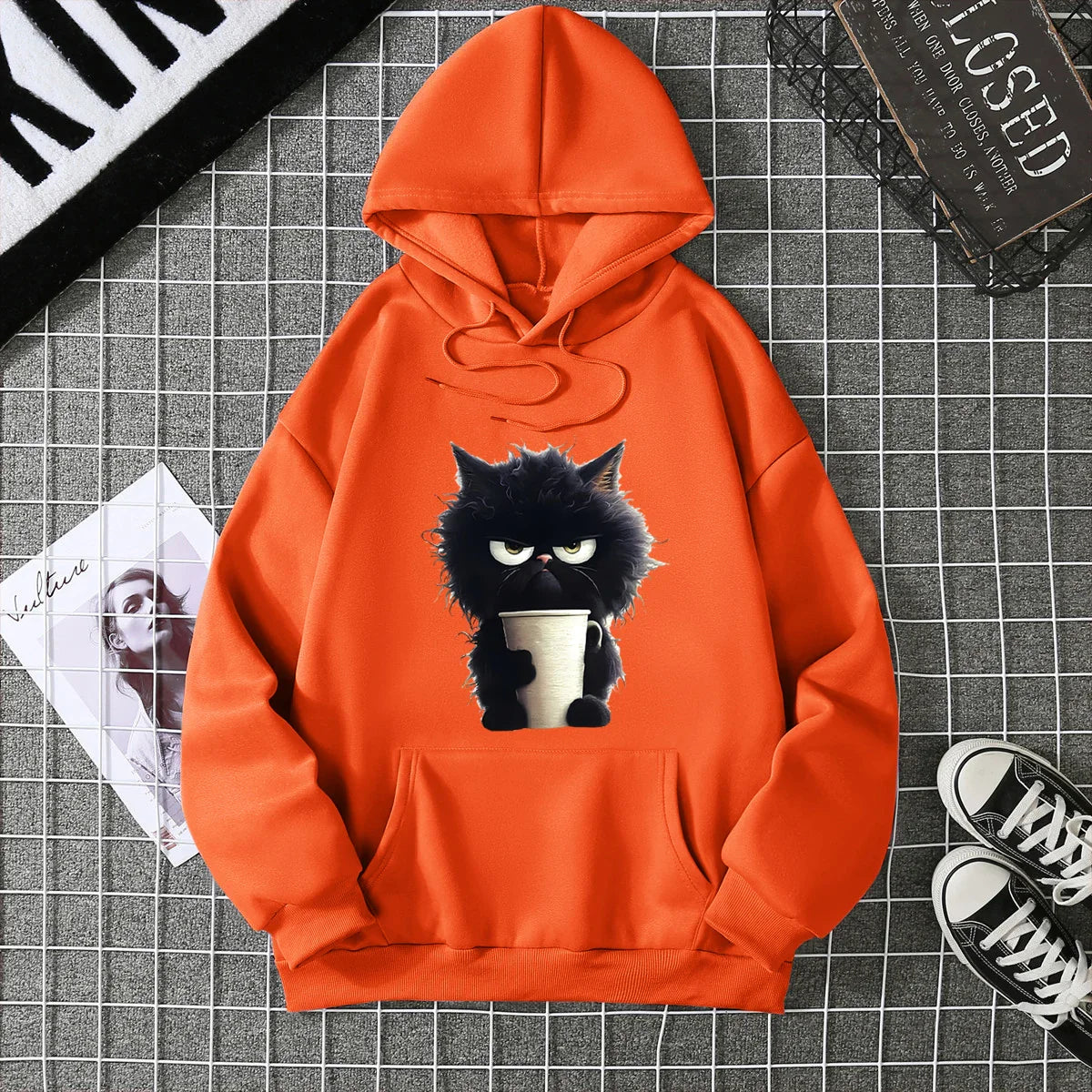 2025 Winter New Women's Hoodie High Street Unisex style Double Pockets Sweatshirts Outerwear Plus-Size Women's Clothing CYXX236