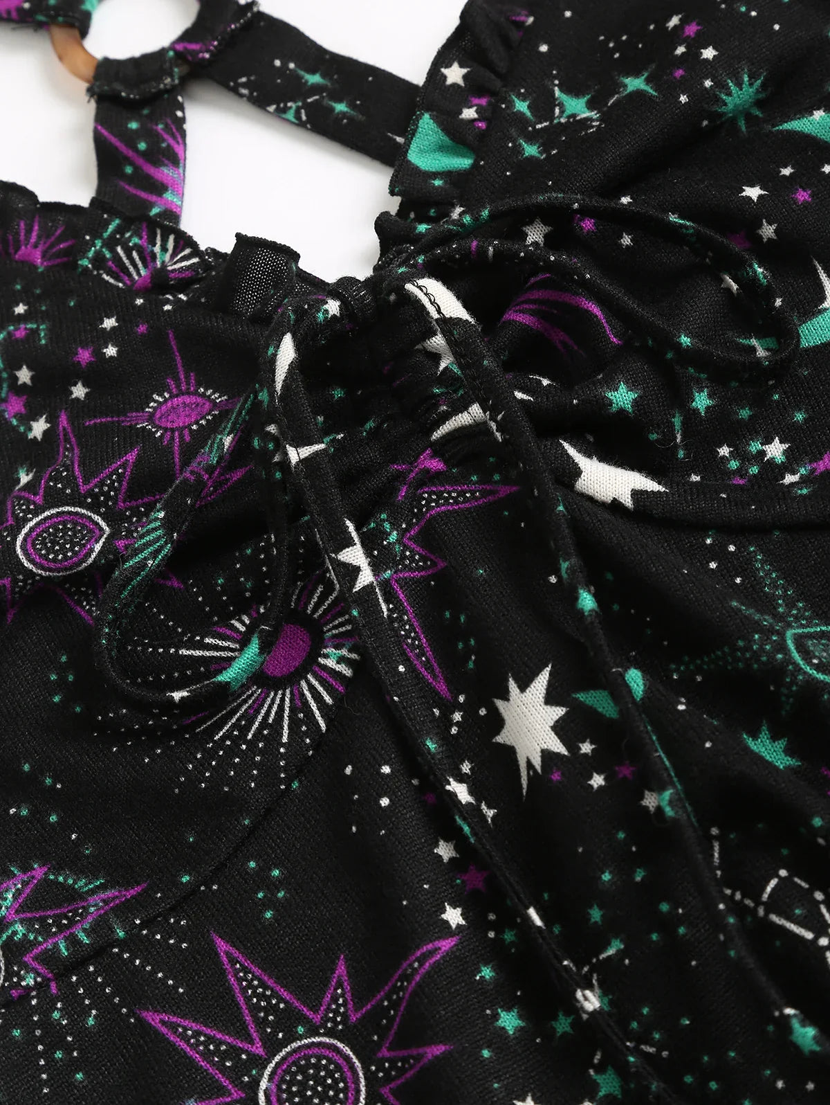 Dressfo 2025 Women's Gothic Tank Tops Galaxy Sun Star Moon O Ring Lace Up Handkerchief Hem Summer Tank Top Y2k Clothes