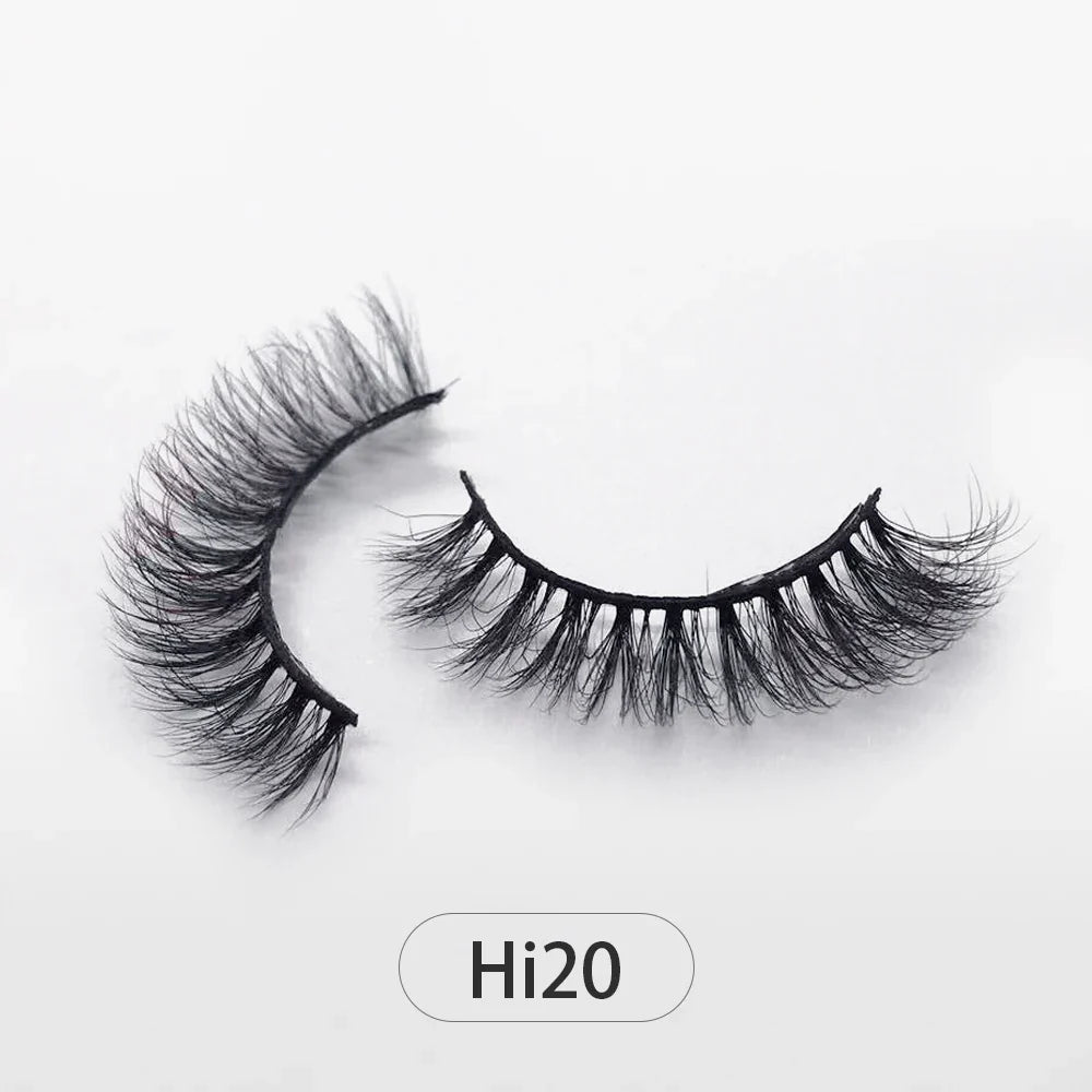 Dropshipping Reuseable Natural Long 12-15mm 3D Faux Mink Lashes Fluffy Volume False Eyelashes Cruelty Free Wispy Makeup Lashes