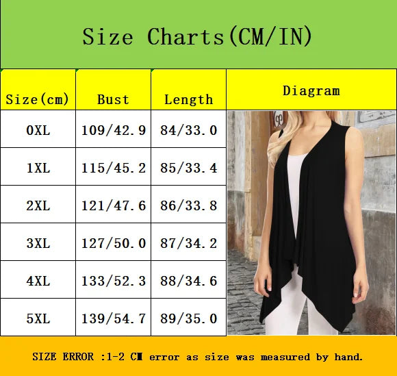 Elegant Sleeveless Open Front Cardigan Vest for Women - Plus Size Lightweight Draped Long Vest