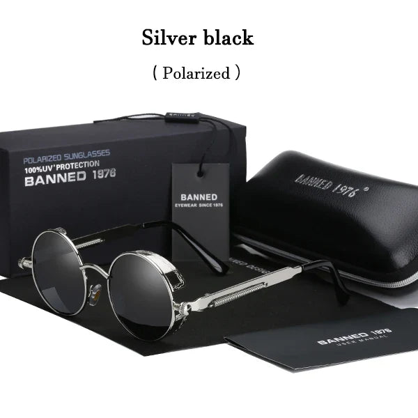 2022 HD Polarized Round Metal Sunglasses UV400 Men's Sun glasses Feminin Women's Vintage Gafas De Sol Metal Goggles With box