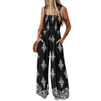 2025 Summer Female Jumpsuits with Pockets Fashion Printing Wide Legs High Waist Women's Rompers Sleeveless Strap Pants Trousers