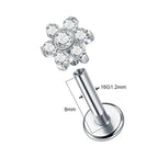 1PC Titanium Zircon Star Flower Labret Piercing for Women Cartilage Tragus Daith Helix Stud Earring Body Jewelry