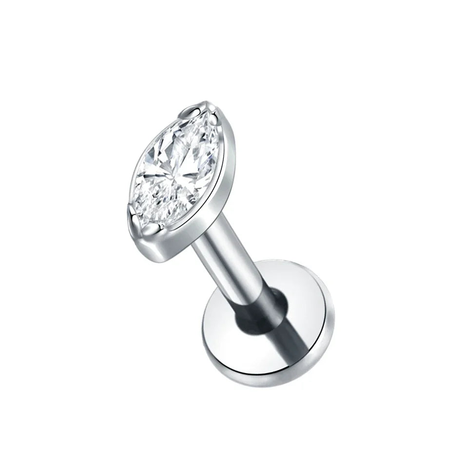 1PC Titanium Zircon Star Flower Labret Piercing for Women Cartilage Tragus Daith Helix Stud Earring Body Jewelry