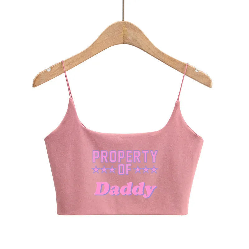 DADDY'S GIRL Pink Letters Hot Tops for Women Sexy Tank Top Women's Outerwear Cute Tops New Fashion Female Clothes Women Clothing