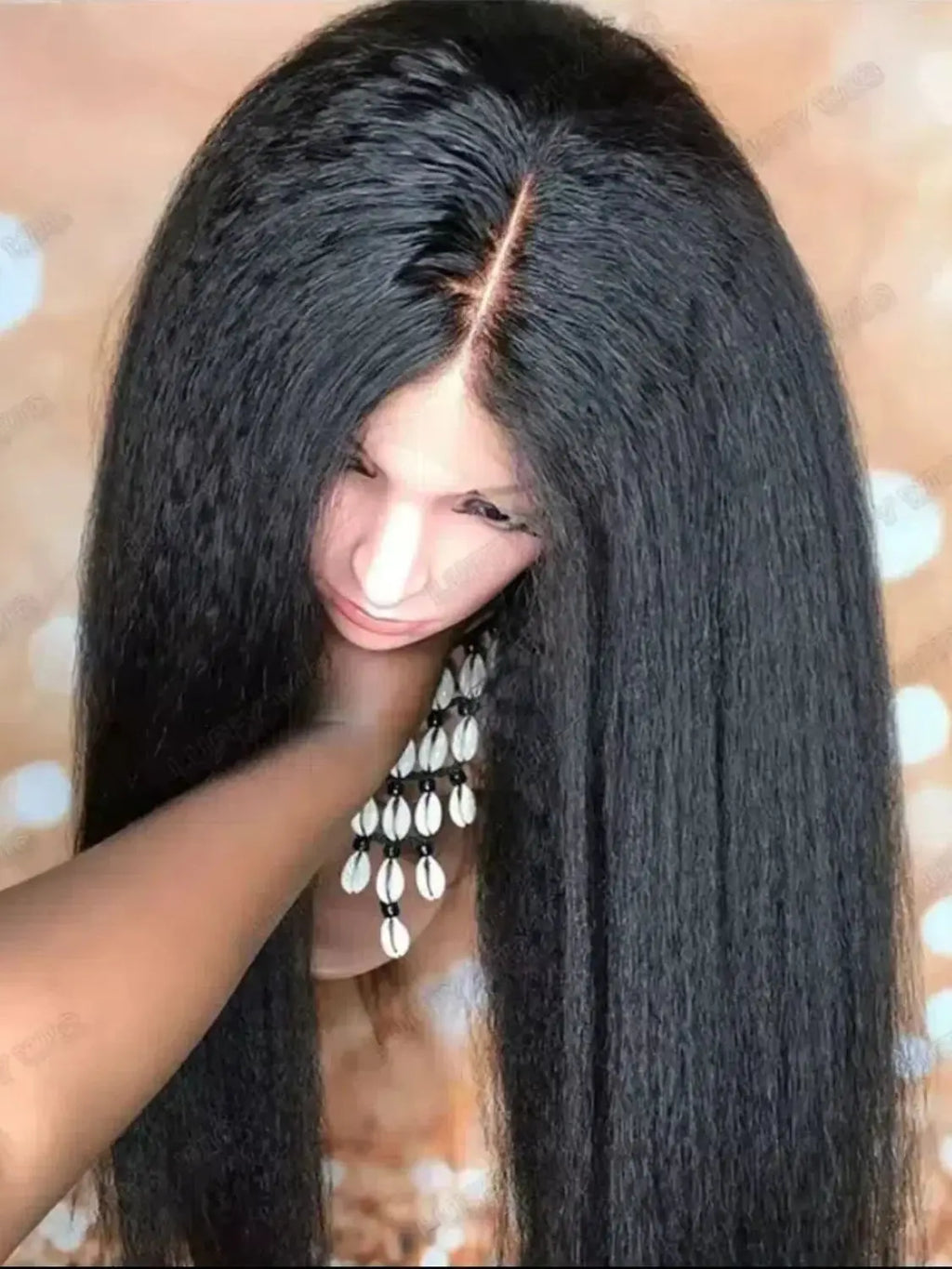 Elegant straight synthetic tied wig with 13x4 pre combed thermal resistance fiber, suitable for women, no need for glue, 180% de