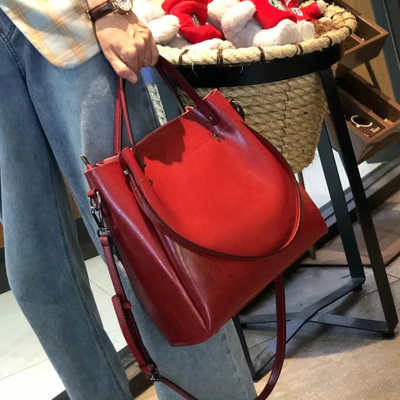 Burminsa Retro Cowhide Genuine Leather Handbags For Women 2025 Luxury Designer Work Tote Shopping Ladies Shoulder Crossbody Bags