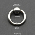 1Pc Large Gauges Stainless Steel CAPTIVE SPRING BEAD RING for Septum Piercing BCR Nose Ring Hoop Expander Earlobe Earrings 00G