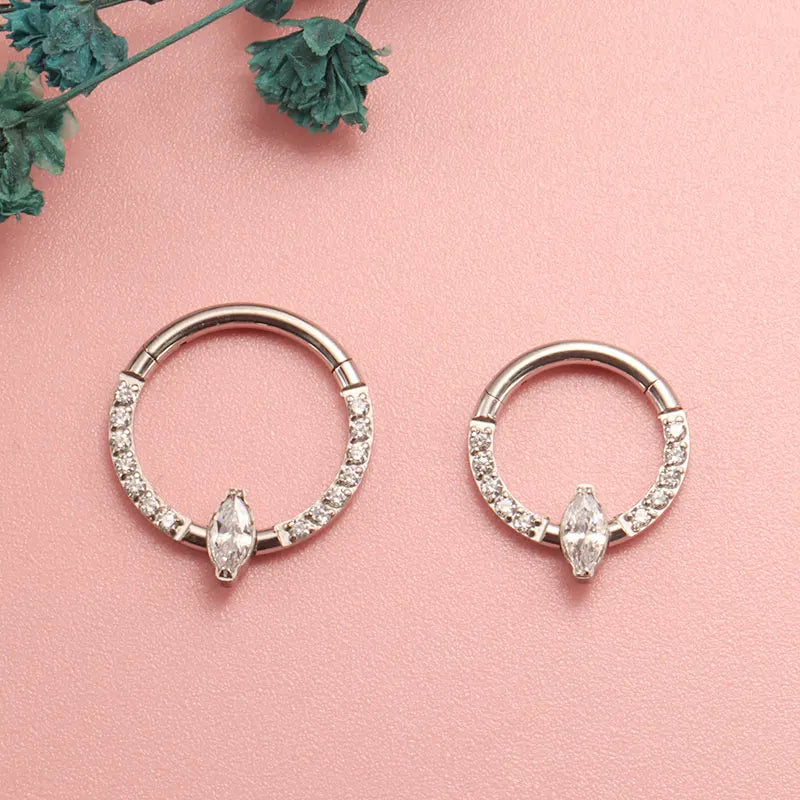 ASTM F136 Titanium Nose Rings Septum Piercing 16G Marquise Earring Helix Daith Piercing Punk Implant Grade Titanium Body Jewelry