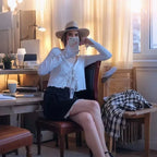 Casual Knitted Cardigan Women Fashion Thin Sunscreen Lace-Up Knitwear Tops Y2k Girls Korean Style Flare Sleeve Cropped Coat