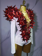 2025 New Shiny Black Rhinestone Velvet Long Sleeve Bodysuit Women Evening Party Club Gala Hosts NightClub Bar Stage Costumes