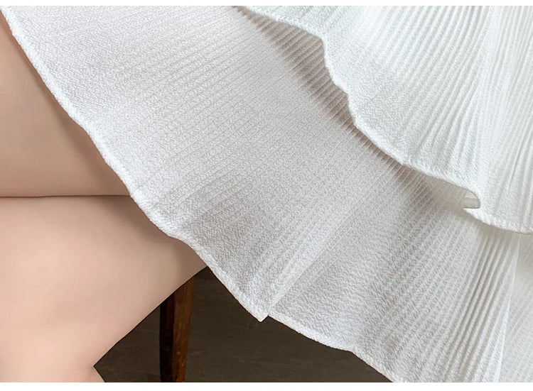 Casual Summer Ball Gown Pleated Skirts Women 2024 Korean Fashion Clothing Faldas Largas High Waist Black White A Line Mini Skirt