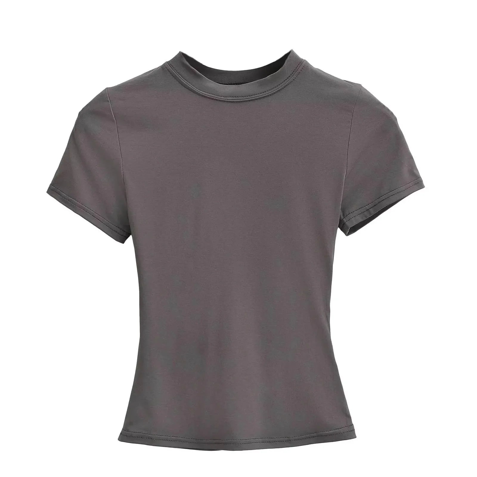 2025 New High Quality Casual T shirt Sexy Slim Short Sleeves Fashion Trend Solid Women Clothing y2k Tops