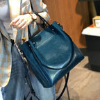 Burminsa Retro Cowhide Genuine Leather Handbags For Women 2025 Luxury Designer Work Tote Shopping Ladies Shoulder Crossbody Bags
