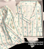 Cute Girl's Summer Cotton Linen ort Sve Nightgown Home Clothes Set Bear Print Gauze Spwear Simple Home Sle