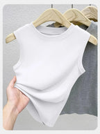 1pcs Spring Summer Women Knitted Tank Tops Girl Thin Tops Lady Basic Casual Tank Tops Round Collar Tees Sleeveless Top M~3XL