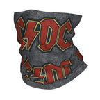 Custom Black AC DC Logo Camouflage Heavy Metal Band Bandana Neck Warmer Women Men Winter Hiking Ski Scarf Gaiter  Face Cover