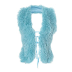 BKLD Sexy Temperament Fluffy Tops For Women High Street Y2K Nightclub Outfits Faux Fur Backless Lacing Solid 2025 Vest Waistcoat